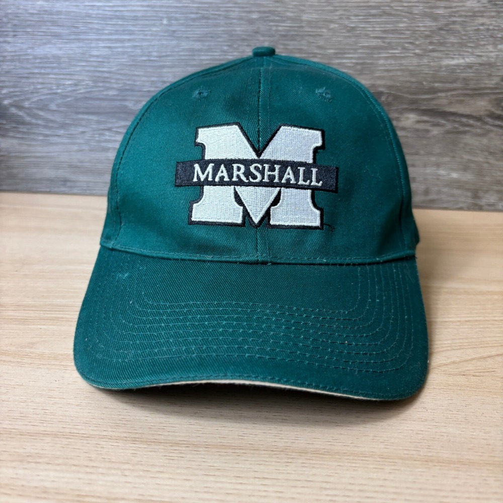 Marshall Thundering‎ Herd Hat Cap Strap Back Green M Logo Adjustable